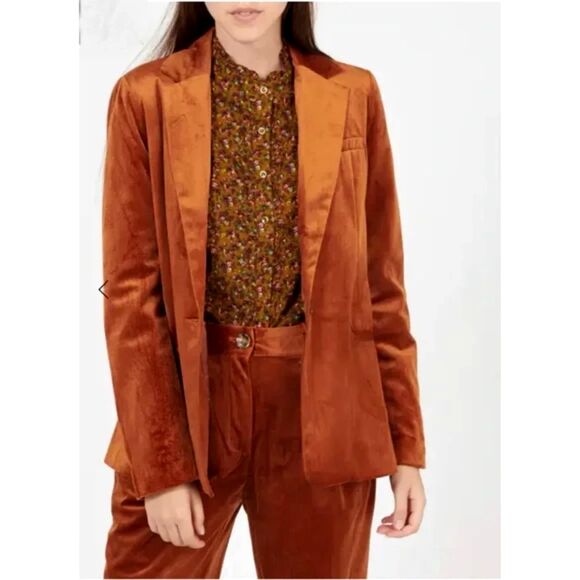 FRNCH NWT Blazer Pants Suit, Velvet Pietra / Marron - Rust Brown, Women's S / M - Picture 1 of 16